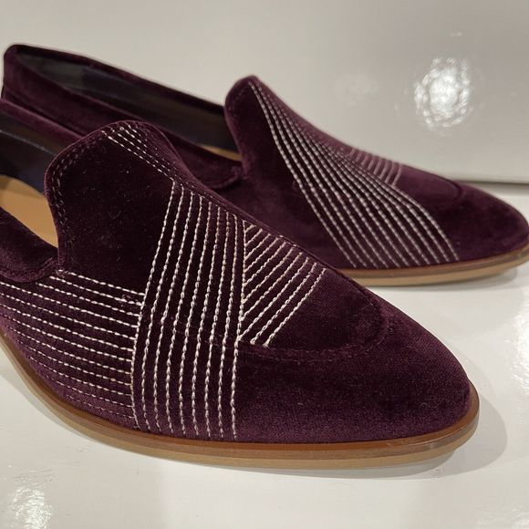 Everlane The Velvet Modern Loafers Womens Size 7 Embroidered Burgundy NEW NO BOX - Picture 6 of 16